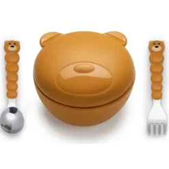 Melii Plates & Bowls|Dishes, Utensils & Food Containers*- Silicone Bear Bowl With Lid & Utensils