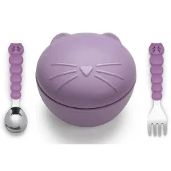 Melii Plates & Bowls|Dishes, Utensils & Food Containers*- Silicone Cat Bowl With Lid & Utensils