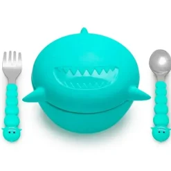 Melii Plates & Bowls|Dishes, Utensils & Food Containers*- Silicone Shark Bowl With Lid & Utensils