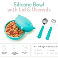 Melii Plates & Bowls|Dishes, Utensils & Food Containers*- Silicone Shark Bowl With Lid & Utensils