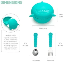 Melii Plates & Bowls|Dishes, Utensils & Food Containers*- Silicone Shark Bowl With Lid & Utensils