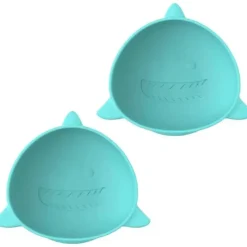 Melii Suction Plates & Bowls|Food Feeder*- Silicone Suction Bowls for Babies and Toddlers, 10.1 oz - 2 Pack, Shark Blue