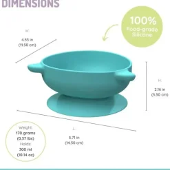 Melii Suction Plates & Bowls|Food Feeder*- Silicone Suction Bowls for Babies and Toddlers, 10.1 oz - 2 Pack, Shark Blue
