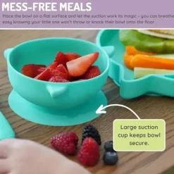 Melii Suction Plates & Bowls|Food Feeder*- Silicone Suction Bowls for Babies and Toddlers, 10.1 oz - 2 Pack, Shark Blue