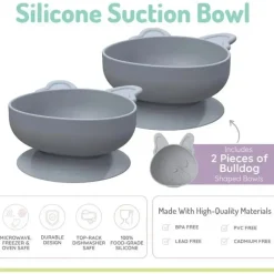 Melii Suction Plates & Bowls|Dishes, Utensils & Food Containers*- Silicone Suction Bowls,10.1 oz, 2 Pack, Bulldog
