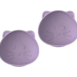 Melii Suction Plates & Bowls|Food Feeder*- Silicone Suction Bowls for Babies and Toddlers, 10.1 oz - 2 Pack, Cat Purple