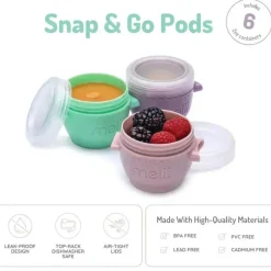 Melii Food Storage*- Snap & Go Baby Food Storage Containers, 2 oz, 6 Pack