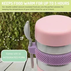 Melii Food Storage*- Stainless Steel Food Jar, 10.1oz, Double Walled, Vacuum Insulated, Pink, Purple, Grey