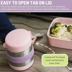 Melii Food Storage*- Stainless Steel Food Jar, 10.1oz, Double Walled, Vacuum Insulated, Pink, Purple, Grey