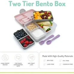 Melii Utensils & Accessories|Dishes, Utensils & Food Containers*- Two Tier Bento, 48.8 Oz, Pink
