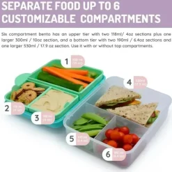 Melii Utensils & Accessories|Dishes, Utensils & Food Containers*- Two Tier Bento, 48.8 Oz, Blue Mint Lime