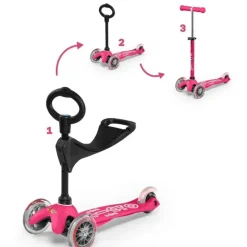 Kids Micro Kickboard Ride-On Toys|Toys For 3 Year Old*- Mini 3in1 Deluxe, Pink