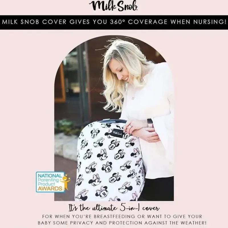 Milk Snob Mickey & Minnie|Car Seat Head Support & Strap Covers*- Original Disney 5-in-1 Cover, Minnie Mouse