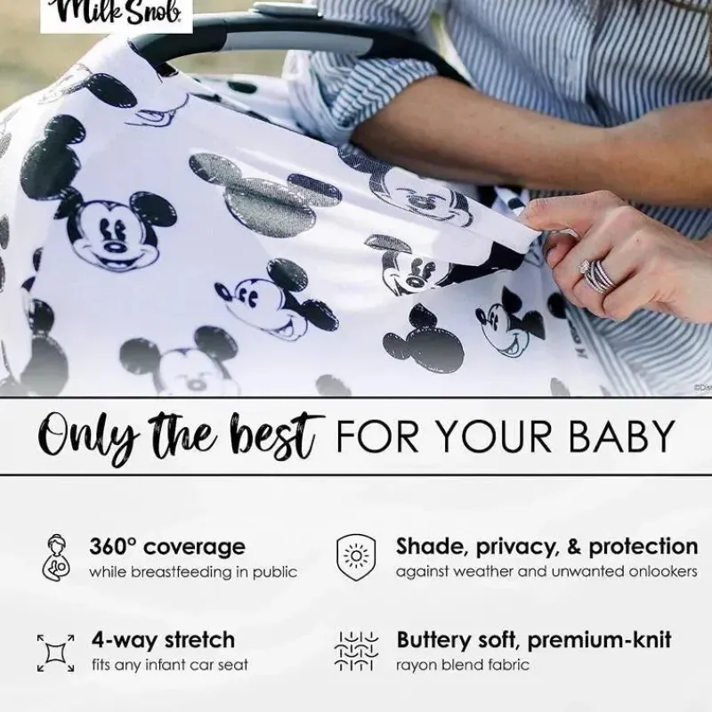 Milk Snob Mickey & Minnie|Car Seat Head Support & Strap Covers*- Original Disney 5-in-1 Cover Mickey Mouse Sketch