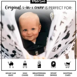 Milk Snob Mickey & Minnie|Car Seat Head Support & Strap Covers*- Original Disney 5-in-1 Cover Mickey Mouse Sketch
