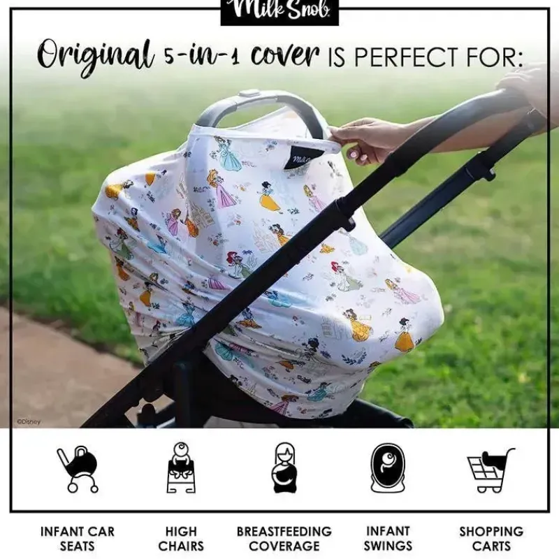 Milk Snob Disney Princess|Car Seat Head Support & Strap Covers*- Original Disney Princess 5-in-1 Cover