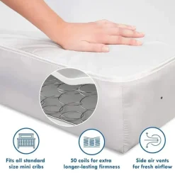 Million Dollar Baby Crib & Bed Sheets*- DaVinci Deluxe Coil Waterproof MINI Crib Mattress in White