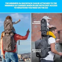 Minimeis Front, Hip And Backpack Carriers*- Universal G4 Backpack, Black/Grey