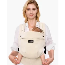 Momcozy Front, Hip And Backpack Carriers*- Baby Carrier With Natural Cotton Linen, Light Amber