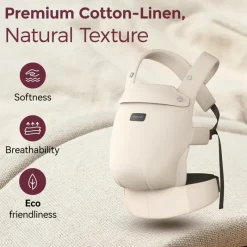 Momcozy Front, Hip And Backpack Carriers*- Baby Carrier With Natural Cotton Linen, Light Amber