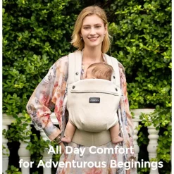 Momcozy Front, Hip And Backpack Carriers*- Baby Carrier With Natural Cotton Linen, Light Amber