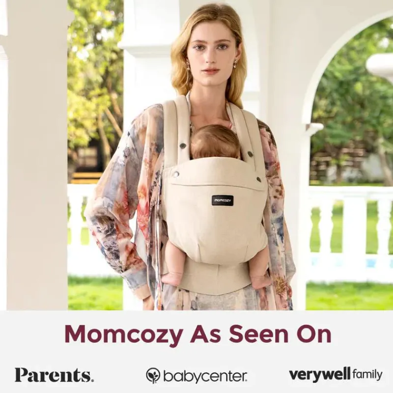 Momcozy Front, Hip And Backpack Carriers*- Baby Carrier With Natural Cotton Linen, Light Amber