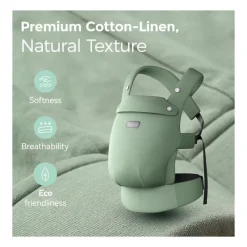 Momcozy Front, Hip And Backpack Carriers*- Baby Carrier With Natural Cotton Linen, Sage Green