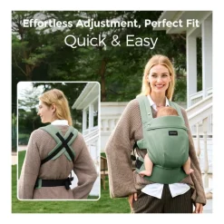 Momcozy Front, Hip And Backpack Carriers*- Baby Carrier With Natural Cotton Linen, Sage Green