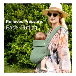 Momcozy Front, Hip And Backpack Carriers*- Baby Carrier With Natural Cotton Linen, Sage Green