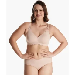 Momcozy Nursing Bra & Intimate Apparel*- Seamless Floral Push Up Nursing Bra, Oyster Pink