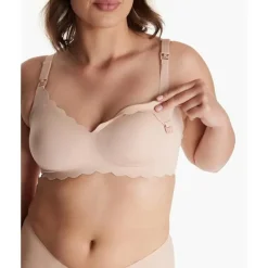 Momcozy Nursing Bra & Intimate Apparel*- Seamless Floral Push Up Nursing Bra, Oyster Pink
