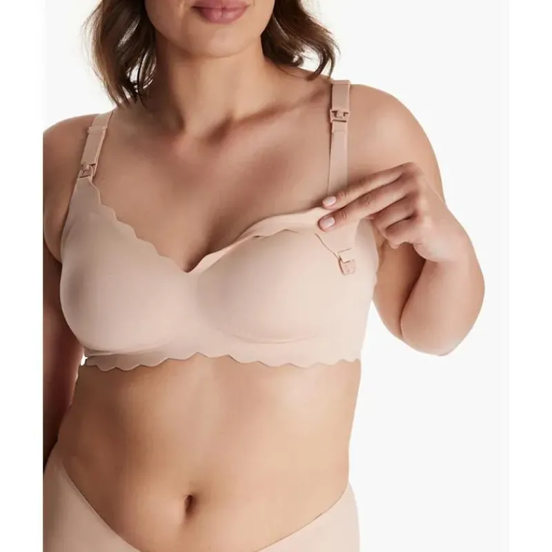 Momcozy Nursing Bra & Intimate Apparel*- Seamless Floral Push Up Nursing Bra, Oyster Pink