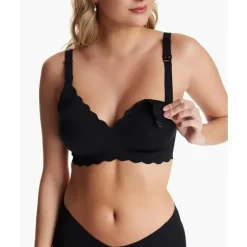 Momcozy Nursing Bra & Intimate Apparel*- Seamless Floral Push Up Nursing Bra-Black