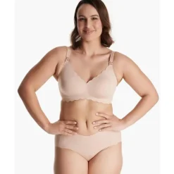 Momcozy Nursing Bras*- Yn46 Seamless Floral Push Up Nursing Bra-Oyster Pink, Xl
