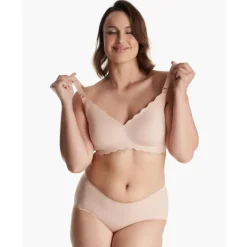 Momcozy Nursing Bras*- Yn46 Seamless Floral Push Up Nursing Bra-Oyster Pink, Xl