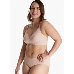 Momcozy Nursing Bras*- Yn46 Seamless Floral Push Up Nursing Bra-Oyster Pink, Xl