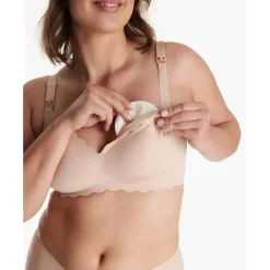 Momcozy Nursing Bras*- Yn46 Seamless Floral Push Up Nursing Bra-Oyster Pink, Xl
