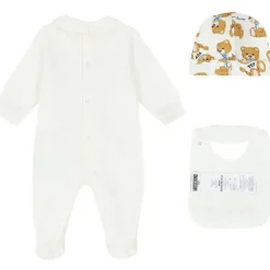 Moschino Baby Onesies & Bodysuits*Baby - Babygrow Bib And Hat Set Three Bears Graphic, Grey