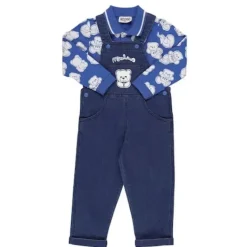 Moschino Baby Sets*Baby - Boys Polo Shirt & Teddy Dungaree Set, Blue