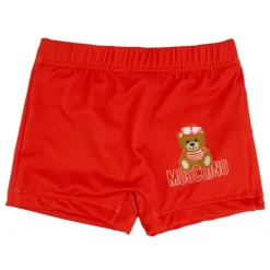 Moschino Baby Swimming Clothes*Baby - Boys Swim Shorts With Gift Box Bear Sailor Logo Print, Poppy Red