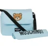 Moschino Diaper Backpacks*Baby - Diaper Bag With Changing Bear Logo Print, Light Blue