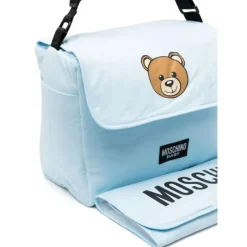 Moschino Diaper Backpacks*Baby - Diaper Bag With Changing Bear Logo Print, Light Blue