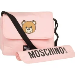 Moschino Diaper Backpacks*Baby - Diaper Bag With Changing Mt Bear Logo Print, Pink