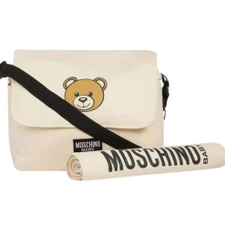 Moschino Diaper Backpacks*Baby - Diaper Bag With Changing Mt Bear Logo Print, Beige