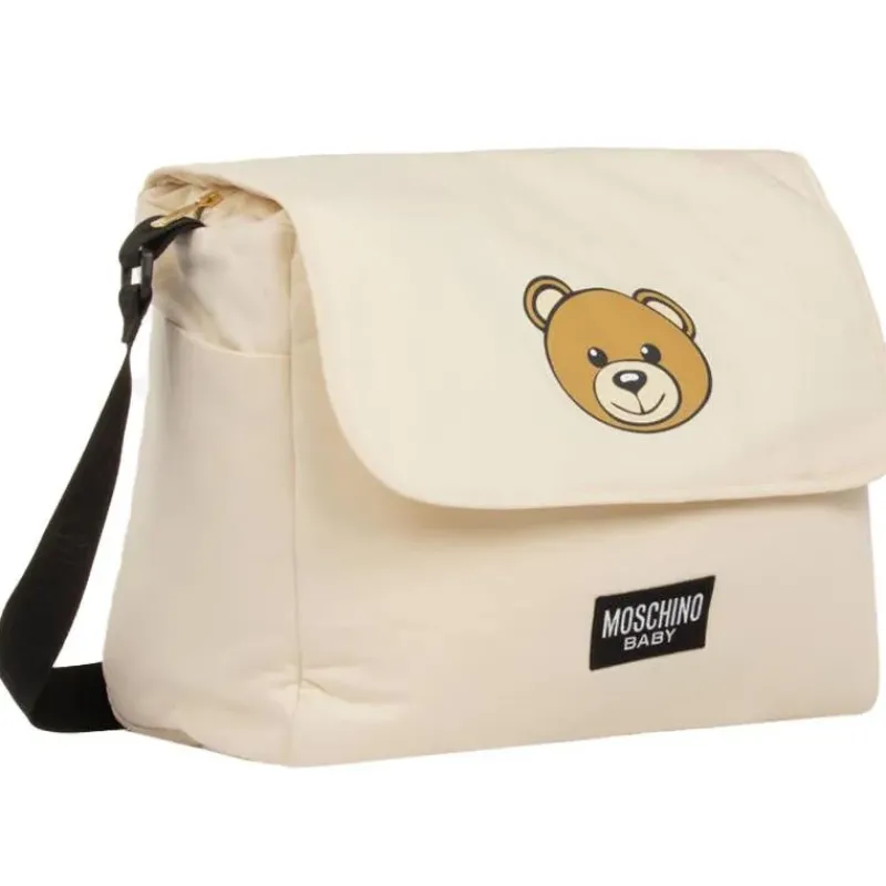 Moschino Diaper Backpacks*Baby - Diaper Bag With Changing Mt Bear Logo Print, Beige