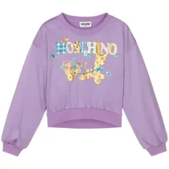Moschino Baby Tops*Baby - Girl Cropped Sweatshirt With Giraffe, Purple