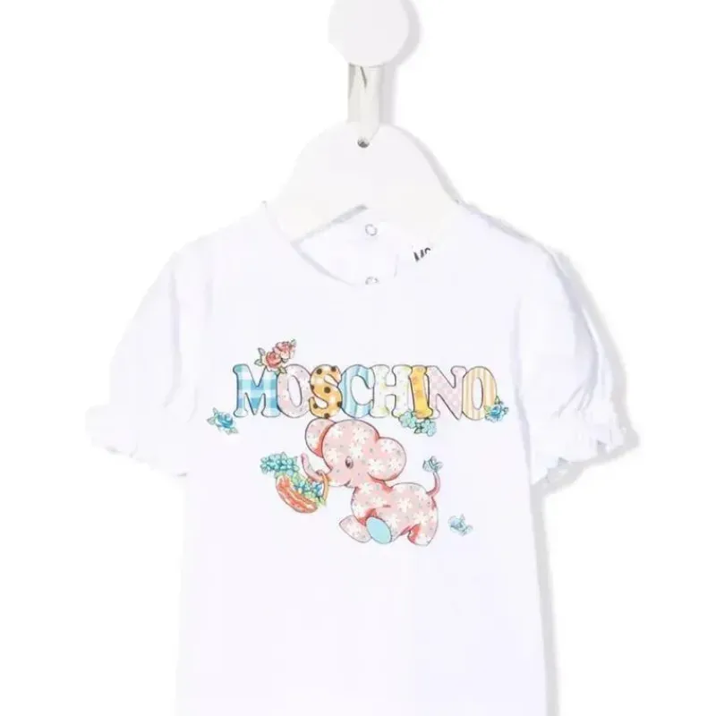 Moschino Baby Tops*Baby - Girl Puffy T-Shirt With Elephant, Yellow