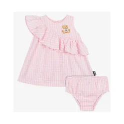 Moschino Baby Sets*Baby - Girl Ruffled Gingham Dress W Bloomers White And Light Pink