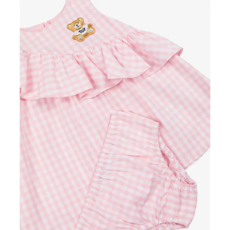Moschino Baby Sets*Baby - Girl Ruffled Gingham Dress W Bloomers White And Light Pink