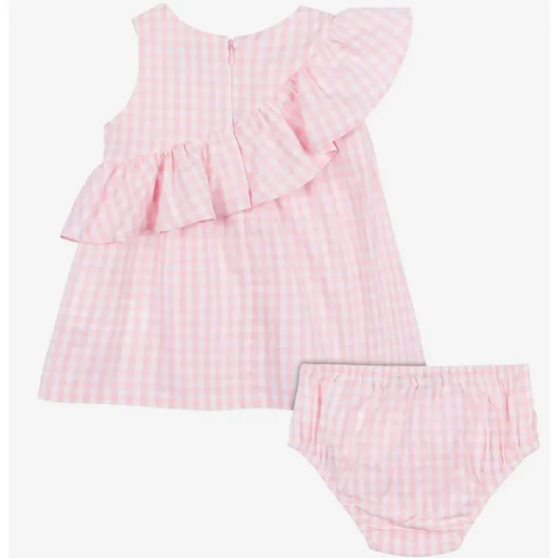 Moschino Baby Sets*Baby - Girl Ruffled Gingham Dress W Bloomers White And Light Pink
